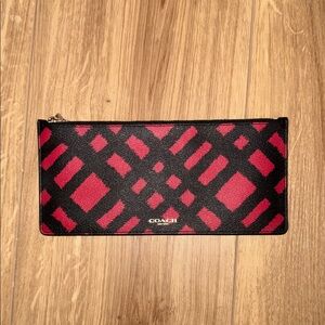 Coach Black and Red Geometric Zip Wallet